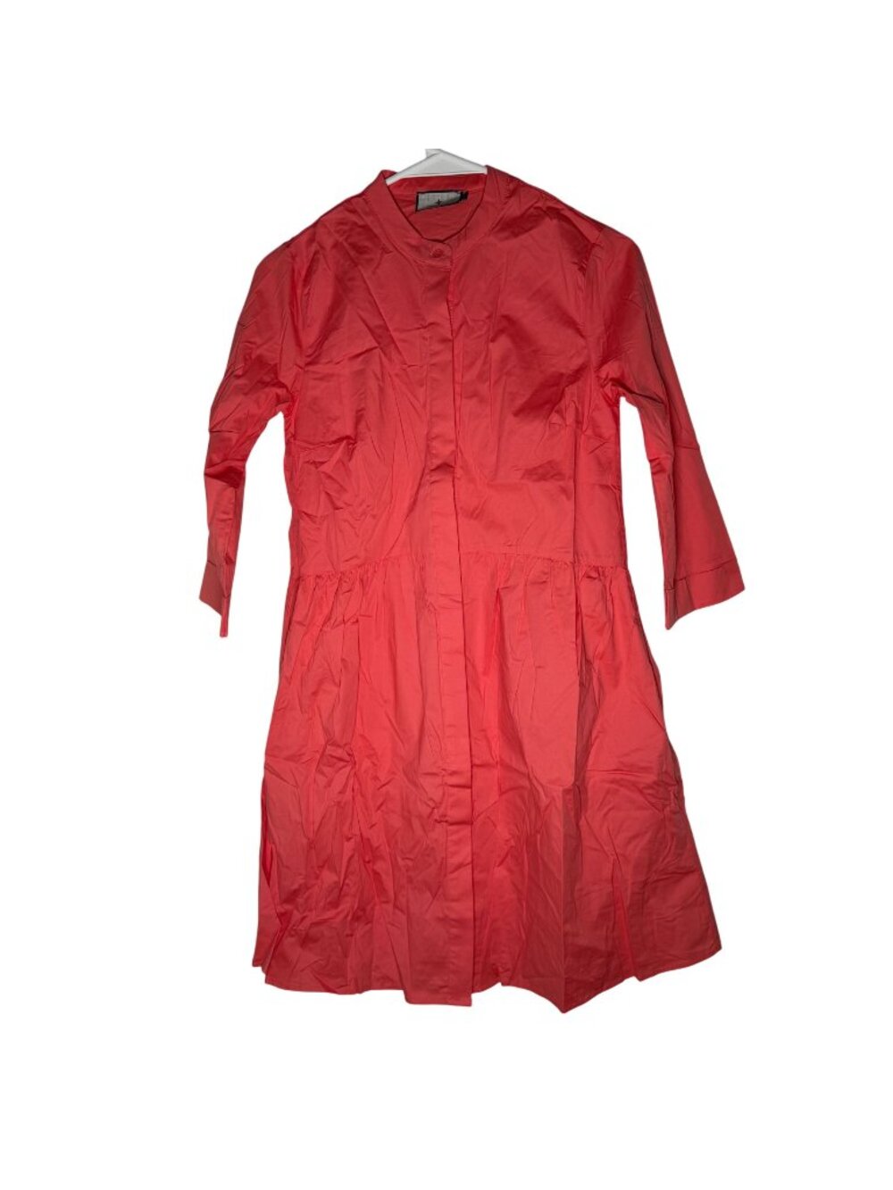 Tuckernuck Coral Pink Red Poplin Cotton Long Sleeve Shirt Dress XS NWOT